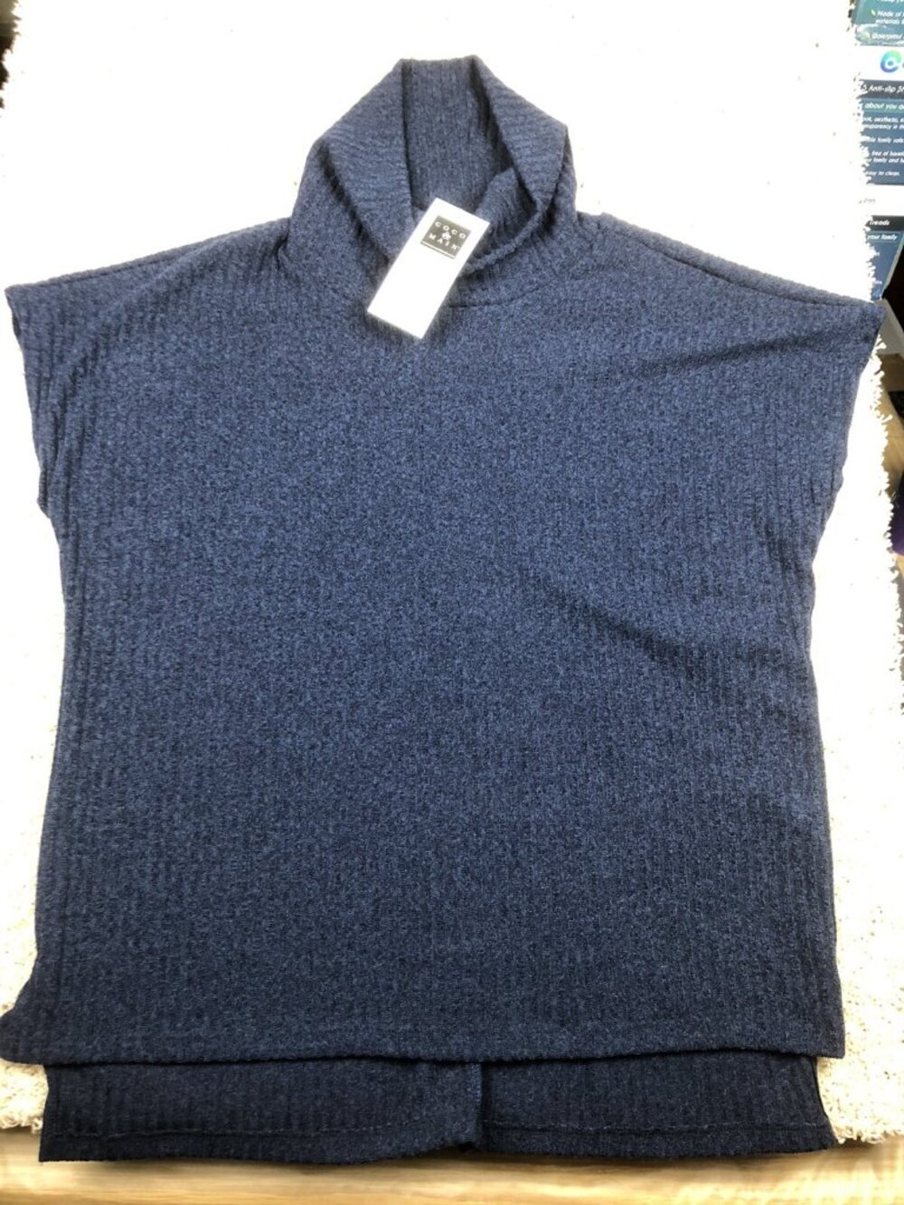 NWT Coco & Main Blue Soft Turtleneck Sleeveless Sweater WOMEN’S Warm